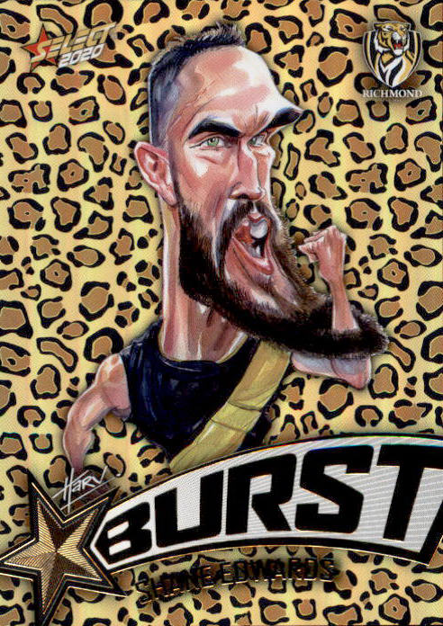 2020 Afl Footy Stars Starburst Leopard Sbl53 Shane Edwards Tigers Diggaz Trading Cards