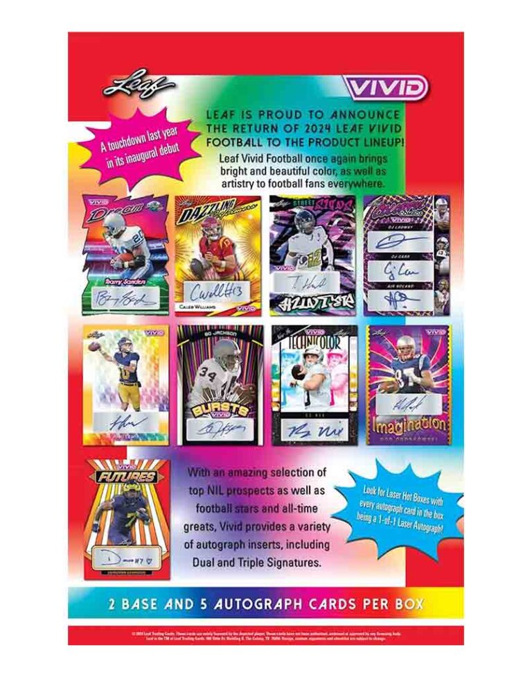 2024 Leaf Vivid Football Hobby Box Diggaz Trading Cards